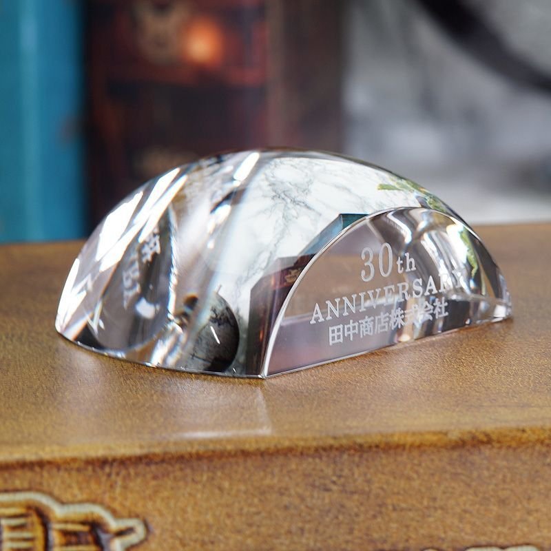 画像5: クリスタル製　メモリアルオブジェ　（ルーペ機能付き）　DW-13　/　【2Dレーザー彫刻】