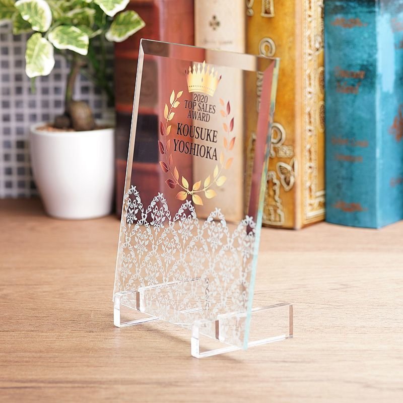 画像16: ホワイトガラス製　表彰盾　PS-8　＊サイズ5種類＊　/　【サンドブラスト彫刻】　または　【UVカラー印刷】