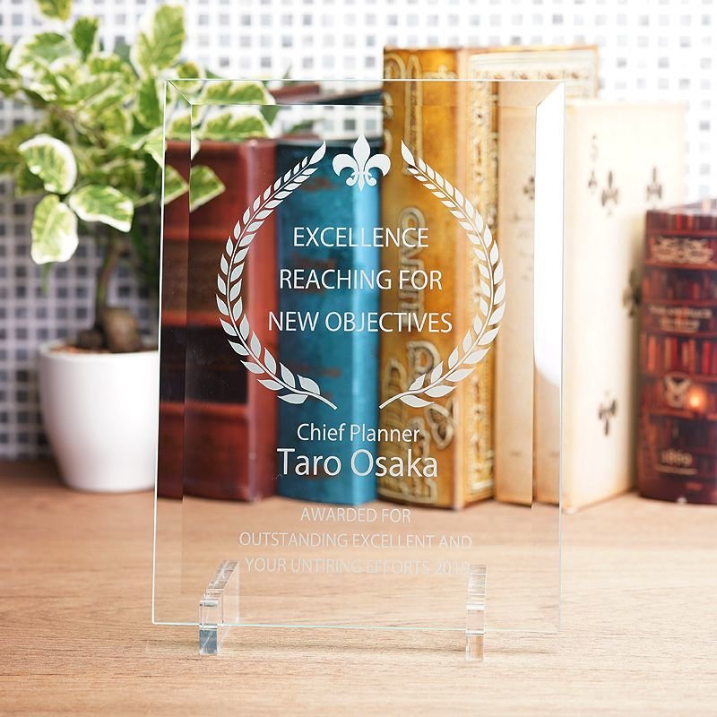 画像4: ホワイトガラス製　表彰盾　PS-8　＊サイズ5種類＊　/　【サンドブラスト彫刻】　または　【UVカラー印刷】