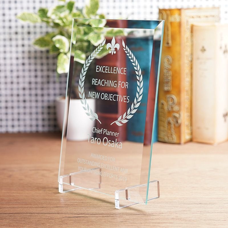 画像5: ホワイトガラス製　表彰盾　PS-8　＊サイズ5種類＊　/　【サンドブラスト彫刻】　または　【UVカラー印刷】