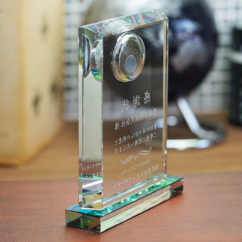 画像8: ホワイトガラス製　メモリアルオブジェ / 時計付　WDT-20  /　【サンドブラスト彫刻】　または　【UV印刷】