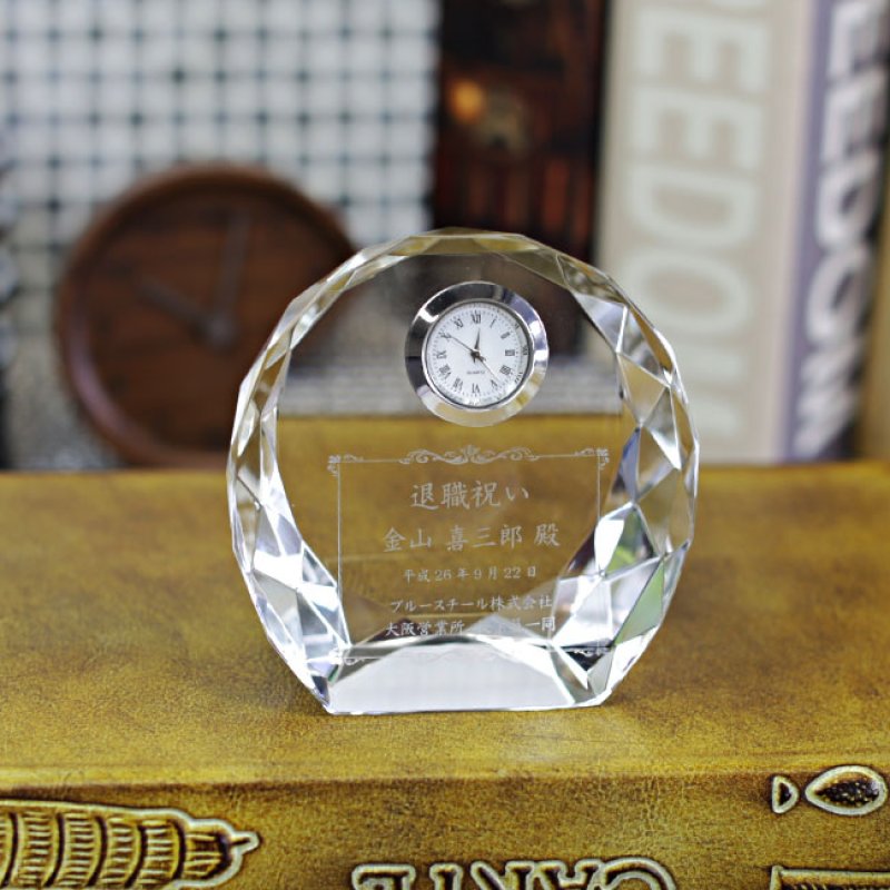 画像4: 時計付 クリスタル製　メモリアルオブジェ　DT-17　/　【サンドブラスト彫刻】　または　【UVカラー印刷】　