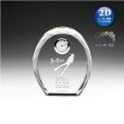 画像1: 時計付 クリスタル製 メモリアルオブジェ DT-11/レインボー加工・ダイヤカット/【2Dレーザー彫刻】 (1)