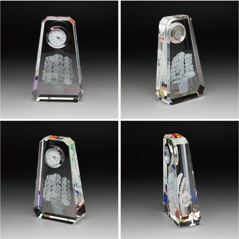 画像4: 【SFC-2/胡蝶蘭】　ファンタジークロック　時計付　クリスタル製　メモリアルオブジェ　【サンドブラスト彫刻】 
