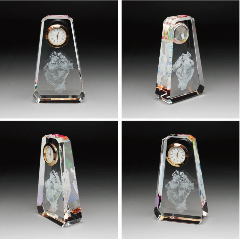 画像4: 【SFC-3 / 花束】　ファンタジークロック　時計付　クリスタル製　メモリアルオブジェ　【サンドブラスト彫刻】 