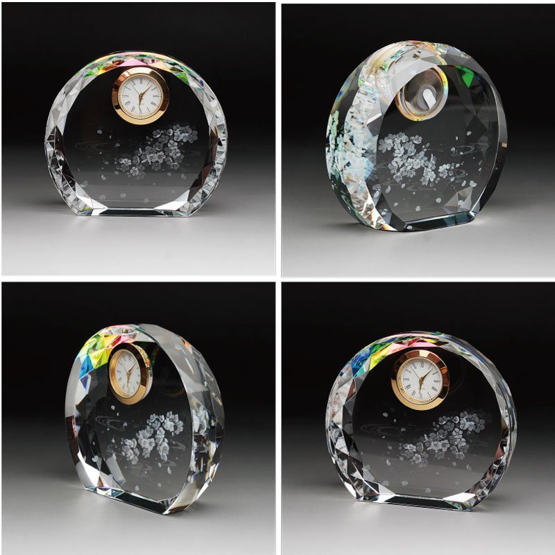 画像4: 【SFC-8 / 桜・サクラ 】　ファンタジークロック　時計付　クリスタル製　メモリアルオブジェ　【サンドブラスト彫刻】 