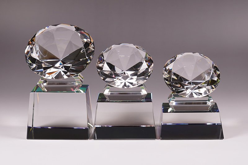 画像3: クリスタル製ダイヤモンド【＋台座付きver.】　CR-43　/　【サンドブラスト彫刻】　または　【UVカラー印刷】