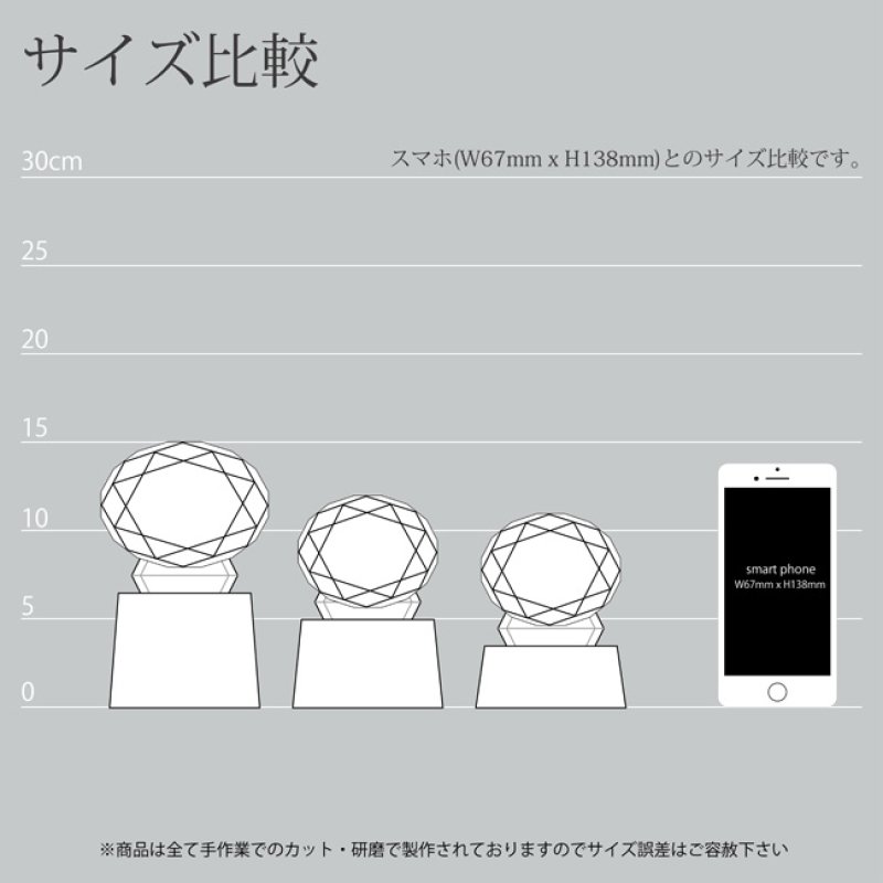 画像4: クリスタル製ダイヤモンド【＋台座付きver.】　CR-43　/　【サンドブラスト彫刻】　または　【UVカラー印刷】