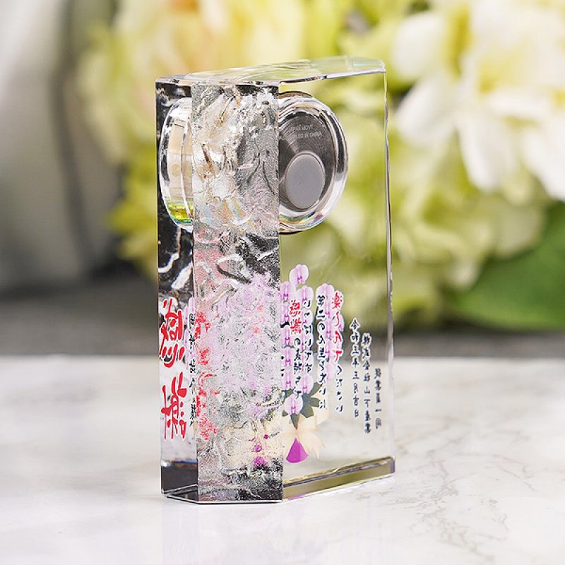 画像11: 時計付　クリスタル製　メモリアルオブジェ　コンパクトタイプ　DT-14・DT-15（レインボー加工）/【サンドブラスト彫刻】または【ＵＶカラー印刷】