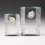 時計付　クリスタル製　メモリアルオブジェ　コンパクトタイプ　DT-14・DT-15/レインボー加工/2Dレーザー彫刻