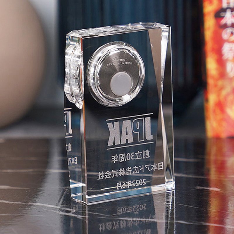 画像3: 時計付　クリスタル製　メモリアルオブジェ　DT-1　/ 【サンドブラスト彫刻】または【ＵＶカラー印刷】