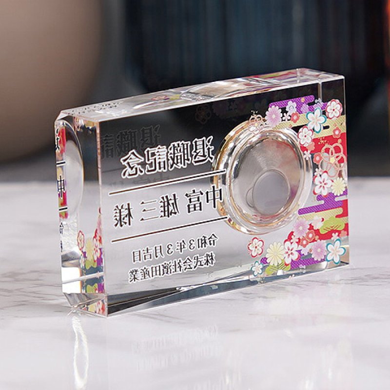 画像10: 時計付　クリスタル製　メモリアルオブジェ　DT-1　/ 【サンドブラスト彫刻】または【ＵＶカラー印刷】