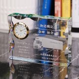 時計付　クリスタル製　メモリアルオブジェ / レインボー加工 / DT-16 /　【2Dレーザー彫刻】