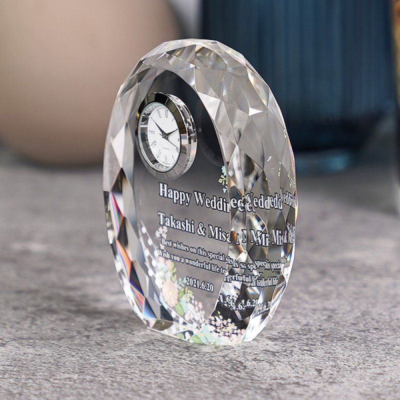画像6: 時計付　クリスタル製　メモリアルオブジェ　コンパクトタイプ　DT-4　/　【サンドブラスト彫刻】または【ＵＶカラー印刷】