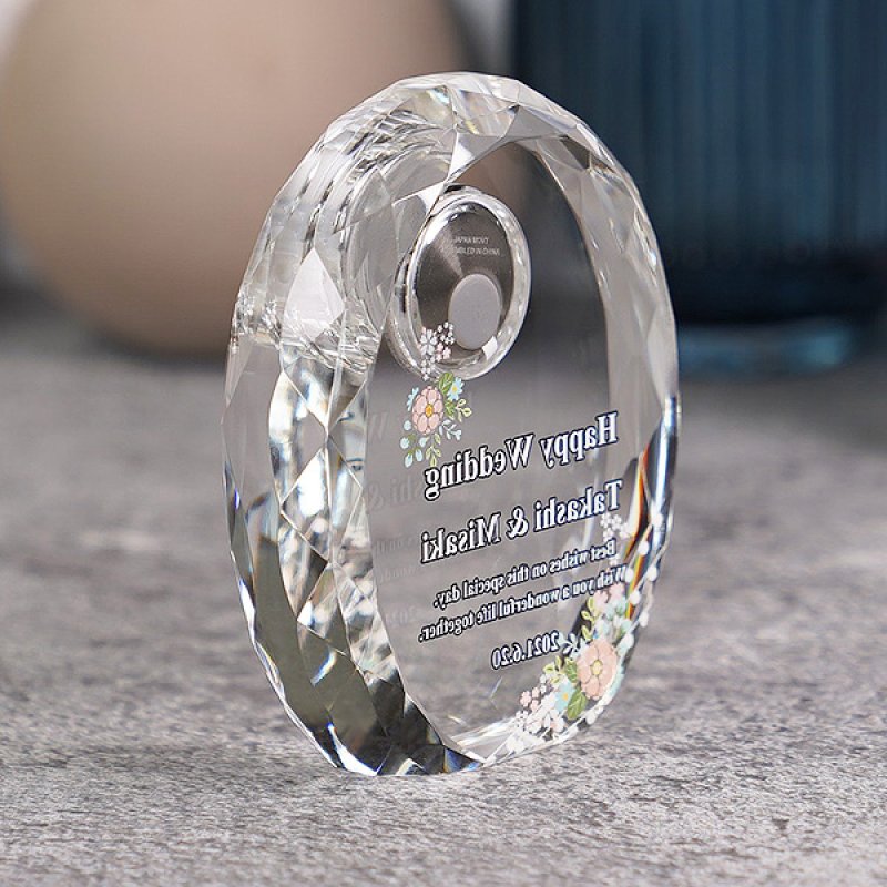 画像7: 時計付　クリスタル製　メモリアルオブジェ　コンパクトタイプ　DT-4　/　【サンドブラスト彫刻】または【ＵＶカラー印刷】