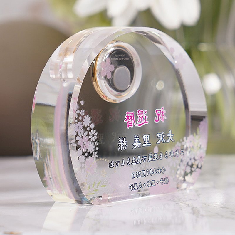 画像7: 時計付　クリスタル製　メモリアルオブジェ コンパクトタイプ DT-3 /  【サンドブラスト彫刻】または【ＵＶカラー印刷】