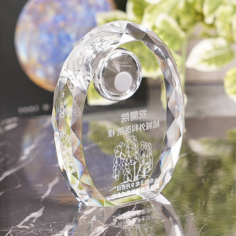 画像3: 時計付　クリスタル製　メモリアルオブジェ　コンパクトタイプ　DT-4　/　【サンドブラスト彫刻】または【ＵＶカラー印刷】