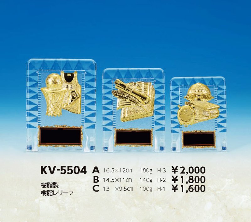 画像1: 透明アクリル製　表彰盾　樹脂レリーフ　KV-5504【40%OFF】