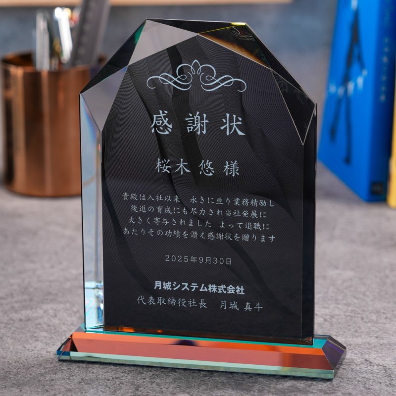 画像6: 【ブラックビューティー】　クリスタルトロフィー　盾タイプ　DPB-5　/　（UV印刷＋サンドブラスト彫刻に色入れ）】