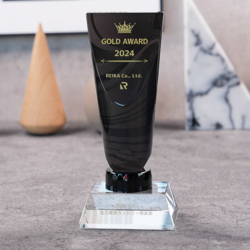 画像3: 【ブラックビューティー】　クリスタルトロフィー　CRB-35　/　（UV印刷＋サンドブラスト彫刻に色入れ）】