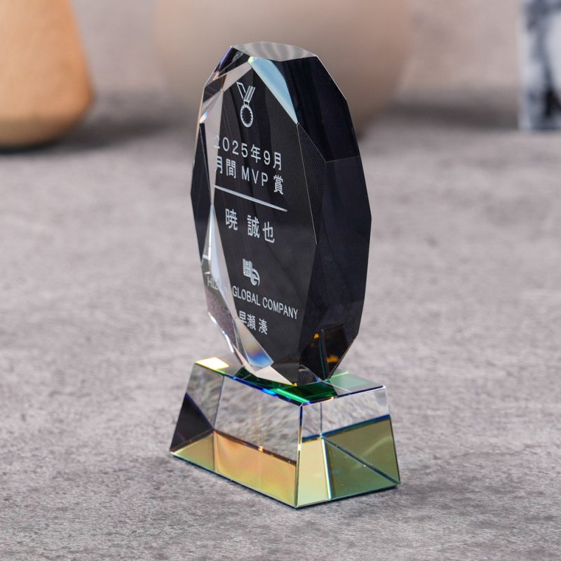 画像4: 【ブラックビューティー】　クリスタルトロフィー　CRB-16　/　（UV印刷＋サンドブラスト彫刻に色入れ）】