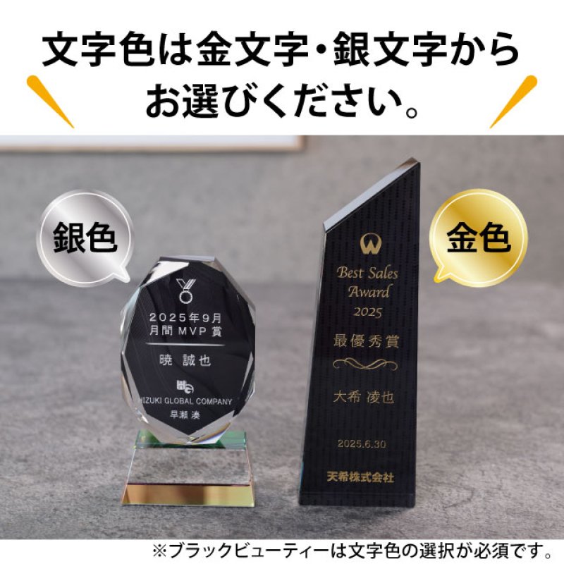 画像14: 【ブラックビューティー】　クリスタルトロフィー　CRB-23　/　（UV印刷＋サンドブラスト彫刻に色入れ）】