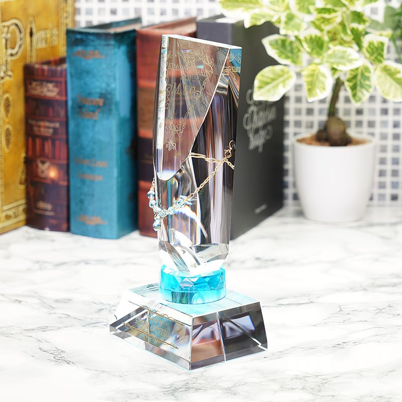 画像4: 【サンドブラスト彫刻＋色入れ】　ジュエリー付　クリスタルトロフィー　CRJ-35