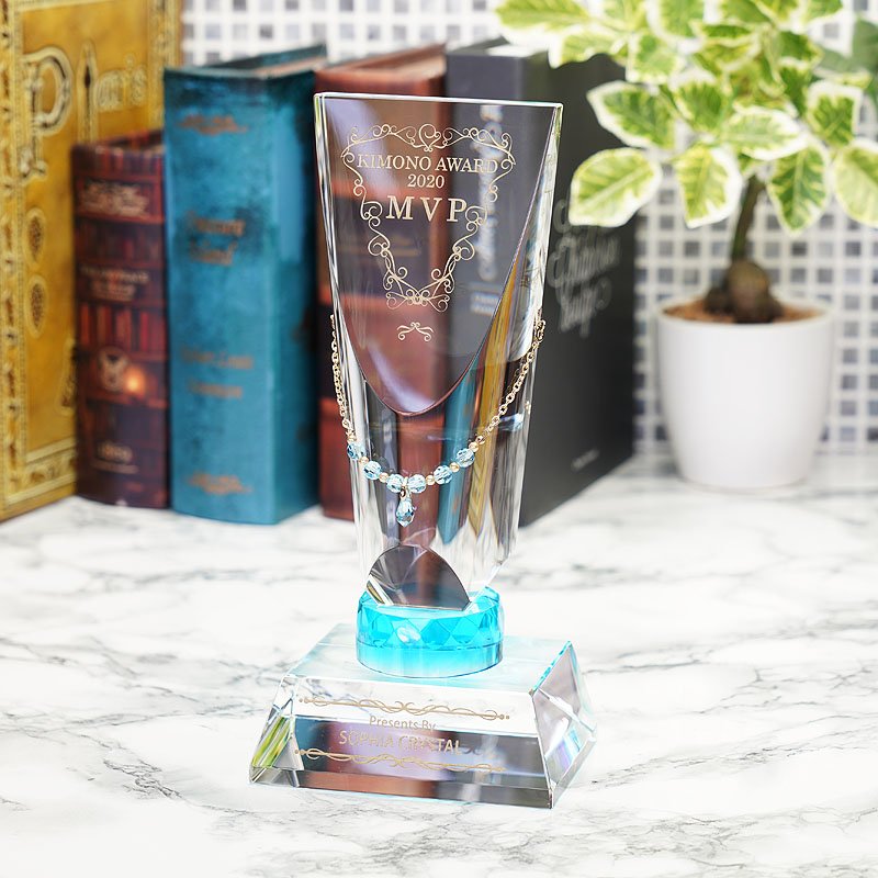 画像3: 【サンドブラスト彫刻＋色入れ】　ジュエリー付　クリスタルトロフィー　CRJ-35