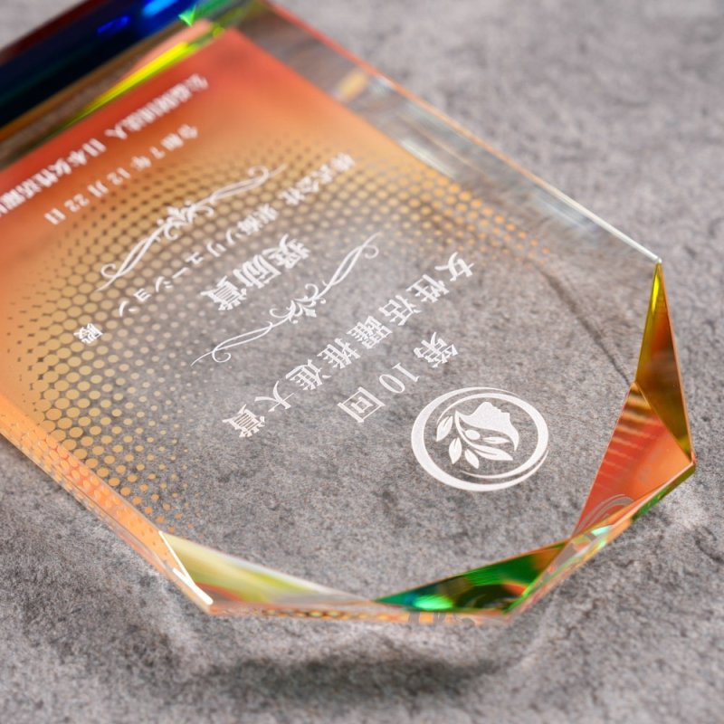 画像10: クリスタルトロフィー　盾タイプ　DP-6　 (レインボー加工入)　/ 【サンドブラスト彫刻】　または　【UV印刷】