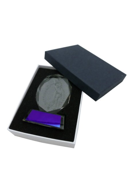 画像2: ゴルフ専用　クリスタルトロフィー　2Dゴルファー入　/　SS-1 　（レインボー加工） (2)