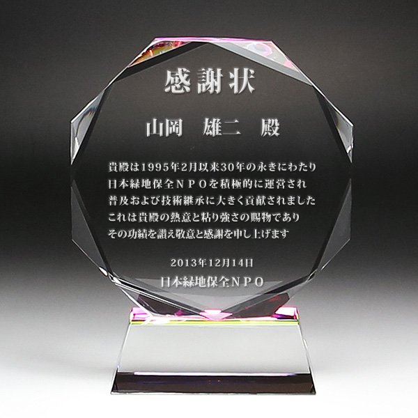 画像5: クリスタルトロフィー 盾タイプ DP-9 / 【2Dレーザー彫刻】 【レインボー加工入】 (5)