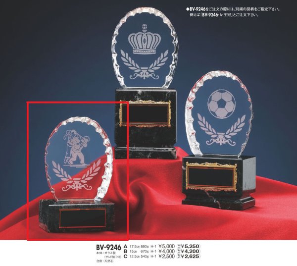画像2: 柔道　クリスタルトロフィー　BV-9246-Cサイズ　■１個のみ　【廃番セール品】■ (2)