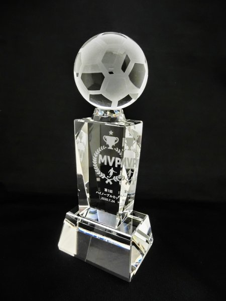 画像5: クリスタルトロフィー CR-7  【ボール８種 / 地球・ゴルフ・バスケットボール・サッカー・バレーボール・野球・テニス・ラグビ－(アメフト)】 【サンドブラスト彫刻】または【ＵＶ印刷】　 (5)