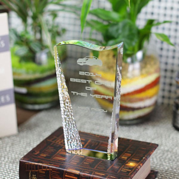 画像2: クリスタルトロフィー　CR-17　/ 【2Dレーザー彫刻】【レインボー加工】  (2)