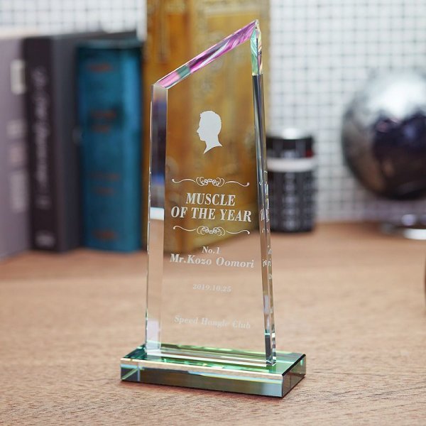 画像6: ホワイトガラストロフィー/レインボー加工　WCR-37　/　【2Dレーザー彫刻】 (6)