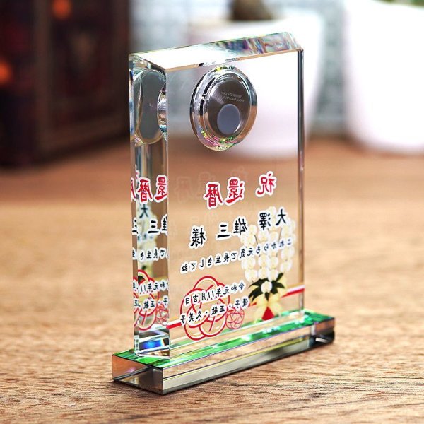 画像15: ホワイトガラス製　メモリアルオブジェ / 時計付　WDT-20  /　【サンドブラスト彫刻】　または　【UV印刷】 (15)