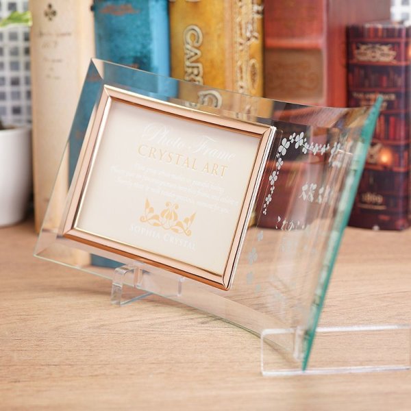 画像2: 曲げ・写真立・ガラス製フォトフレーム  DF-4　(L判写真）　/　【サンドブラスト彫刻】 (2)