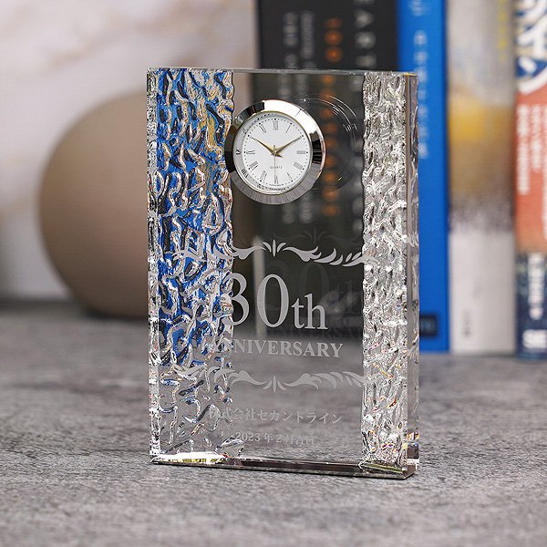 画像5: 時計付　クリスタル製　メモリアルオブジェ　コンパクトタイプ　DT-14・DT-15（レインボー加工）/【サンドブラスト彫刻】または【ＵＶカラー印刷】 (5)