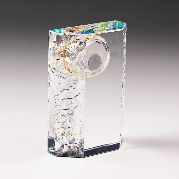 画像4: 時計付　クリスタル製　メモリアルオブジェ　コンパクトタイプ　DT-14・DT-15（レインボー加工）/【サンドブラスト彫刻】または【ＵＶカラー印刷】 (4)