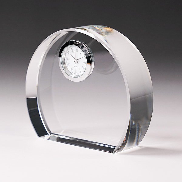 画像2: 時計付　クリスタル製　メモリアルオブジェ　コンパクトタイプ　DT-3　/ 【2Dレーザー彫刻】 (2)