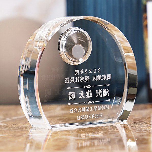 画像3: 時計付　クリスタル製　メモリアルオブジェ コンパクトタイプ DT-3 /  【サンドブラスト彫刻】または【ＵＶカラー印刷】 (3)