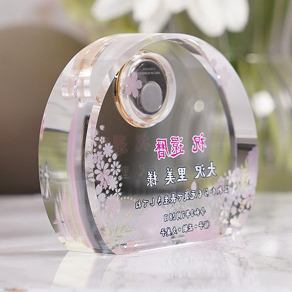 画像7: 時計付　クリスタル製　メモリアルオブジェ コンパクトタイプ DT-3 /  【サンドブラスト彫刻】または【ＵＶカラー印刷】 (7)