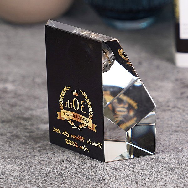 画像7: 時計付　クリスタル製　メモリアルオブジェ　DT-7　/ 【サンドブラスト彫刻】または【ＵＶ印刷】 (7)