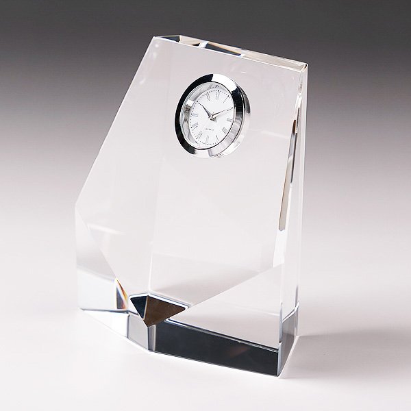 画像2: 時計付　クリスタル製　メモリアルオブジェ　DT-7　/ 【サンドブラスト彫刻】または【ＵＶ印刷】 (2)