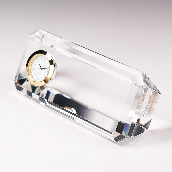 画像6: 時計付　クリスタル製　メモリアルオブジェ　コンパクトタイプ　DT-8　/　【サンドブラスト彫刻】 または【UVカラー印刷】 (6)