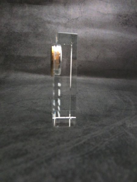 画像4: 時計付　クリスタル製　メモリアルオブジェ　DT-1　/　【２Ｄレーザー彫刻】 (4)