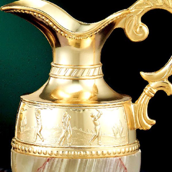 画像2: 天然石・オニキス製　ゴルフ専用優勝カップ　ゴールド　CX-4502　【40%OFF】【文字代無料】【お買い得アワード】 (2)