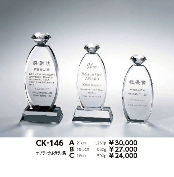 画像1: クリスタルトロフィー　CK-146　 【サンドブラスト彫刻】  【40%OFF】 (1)