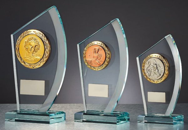 画像2: 高透過ガラス製トロフィー　競技レリーフ選択　S-6015　（旧：S-6135）【30%OFF】【文字代無料】 (2)