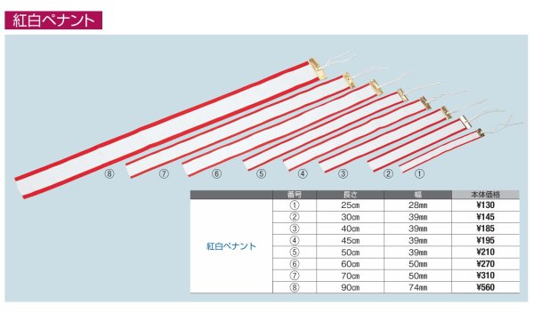 画像2: ☆紅白ペナント　無地・本体 （長さ8種類ございます！） (2)